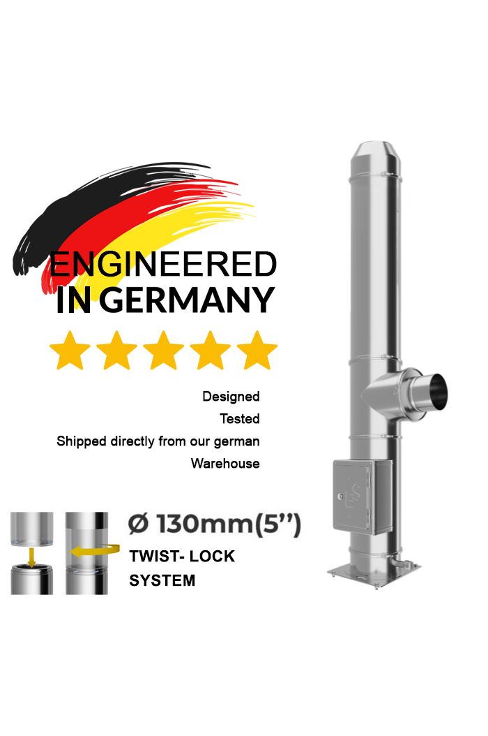 Ø 130mm Doppelwandige Bausatz mit Twist-Lock System 2,2m bis 12,2m Edelstahlkamin/Edelstahlschornstein
