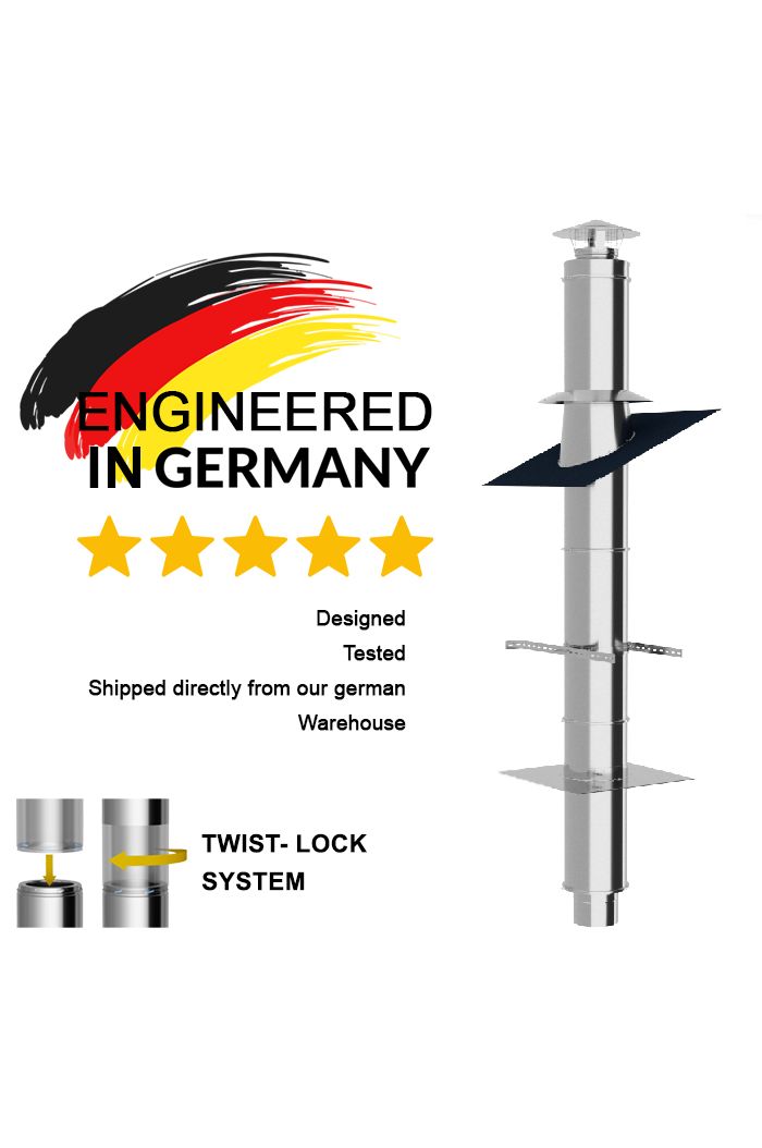 Kits conduit de cheminée 2m-3m-4m double paroi Ø 80-100-130-150-180-200 MM